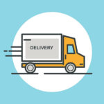 Delivery truck icon. Flat design vector illustration.